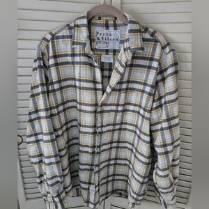Frank & Eileen Yellow and Gray Plaid Button-Down Shirt SIZE L